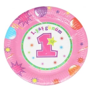 Plato De Cartón Desechable 1er Cumpleaños 10 Piezas Rosa Kullan At Karton Tabak 1 Yaş Günüm 10 Adet Pembe