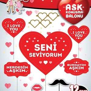 Ti amo fumetto d'amore 12 pezzi Seni Seviyorum Aşk Konuşma Balonu 12 Adet