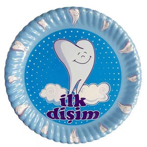 Piatto usa e getta in cartone Il mio primo dente 10 pezzi Blu Kullan At Karton Tabak ilk Dişim 10 Adet Mavi