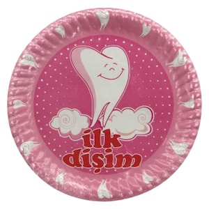 Piatto usa e getta in cartone Il mio primo dente 10 pezzi Pink Kullan At Karton Tabak ilk Dişim 10 Adet Pembe