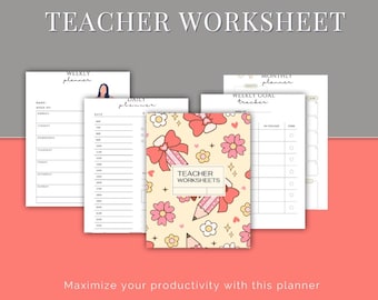 Hojas de trabajo imprimibles para el planificador del profesor: diarias, semanales y mensuales (PDF)