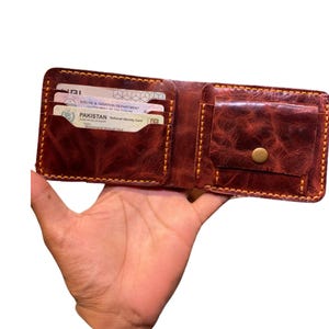 Cartera de cuero personalizada: hecha a mano con 3 ranuras para tarjetas, 2 compartimentos para efectivo, monedero y bolsillos ocultos / Carteras plegables