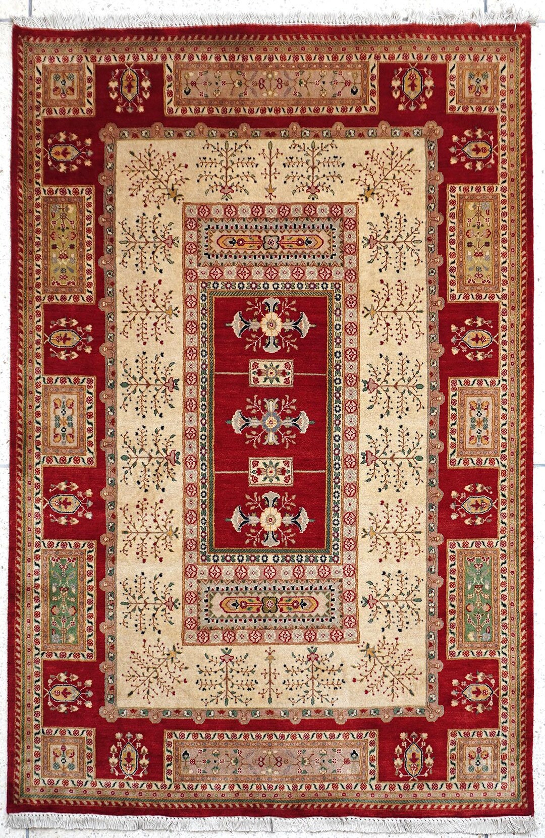 5x7 Plush Wool Pile Rug - Classic Vintage Rug - Persian Design Floral ...