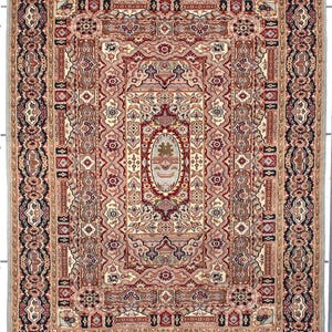 Classic Handmade Oriental Rug - Persian Heriz Design Area Rug - Bold Colorful Medallion  Rug - 5x7 Living Room Rug - Vintage Floral Rug