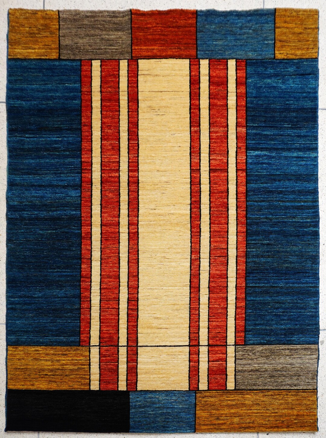 6x8 Handmade Modern Rug - High Low Pile Wool Rug - Hand Knotted Wool ...