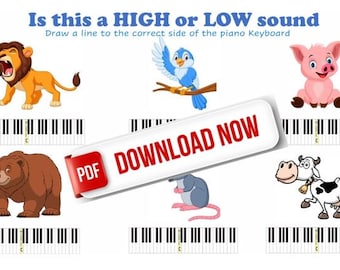 High and Low Sounds on the Piano Worksheet for Beginners