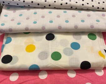 Vintage Polka Dot Fabrics Large Lot Cottons & Blends Over 7 Yds 1940s-70’s