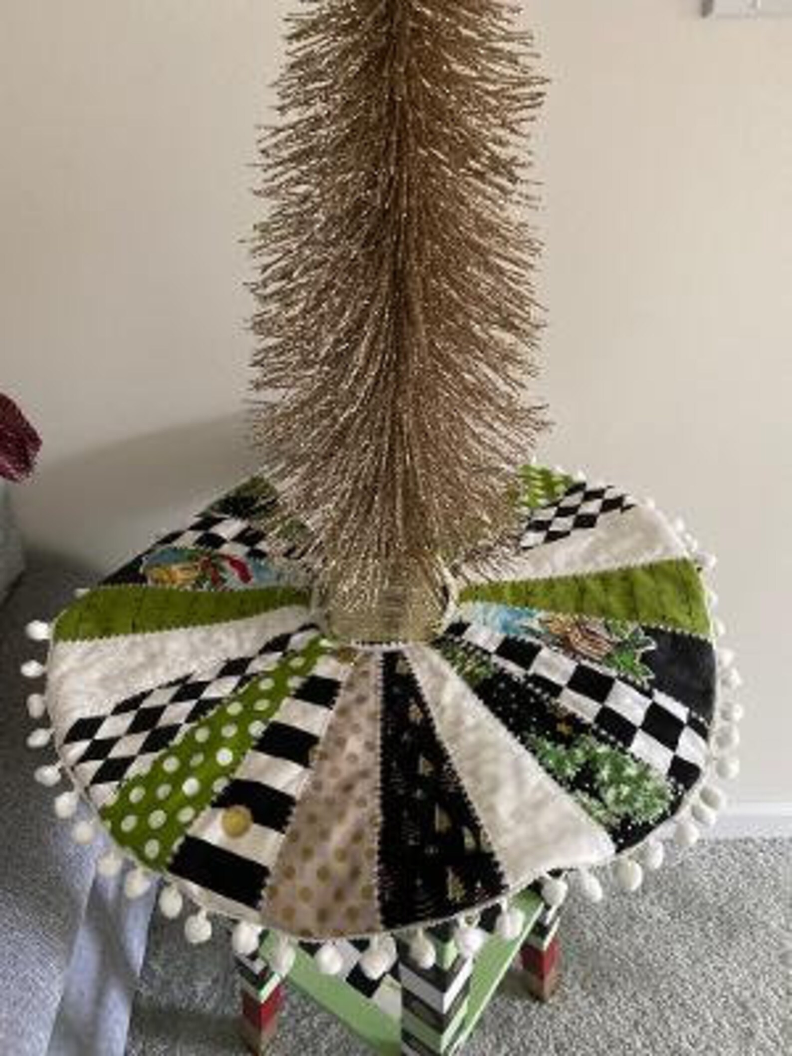 Christmas Tree Skirt Dresden Plate Patchwork 19 Table Top Tree