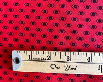 Vintage Cotton Fabric Red & Black Geometric 1920’s 33” L X 35” W Quilting Fabric