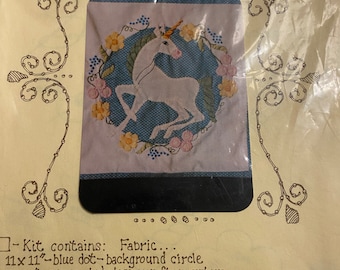 Unicorn Quilted Tapestry Hanging Pattern Unused Vintage 1979 Calico Mouse