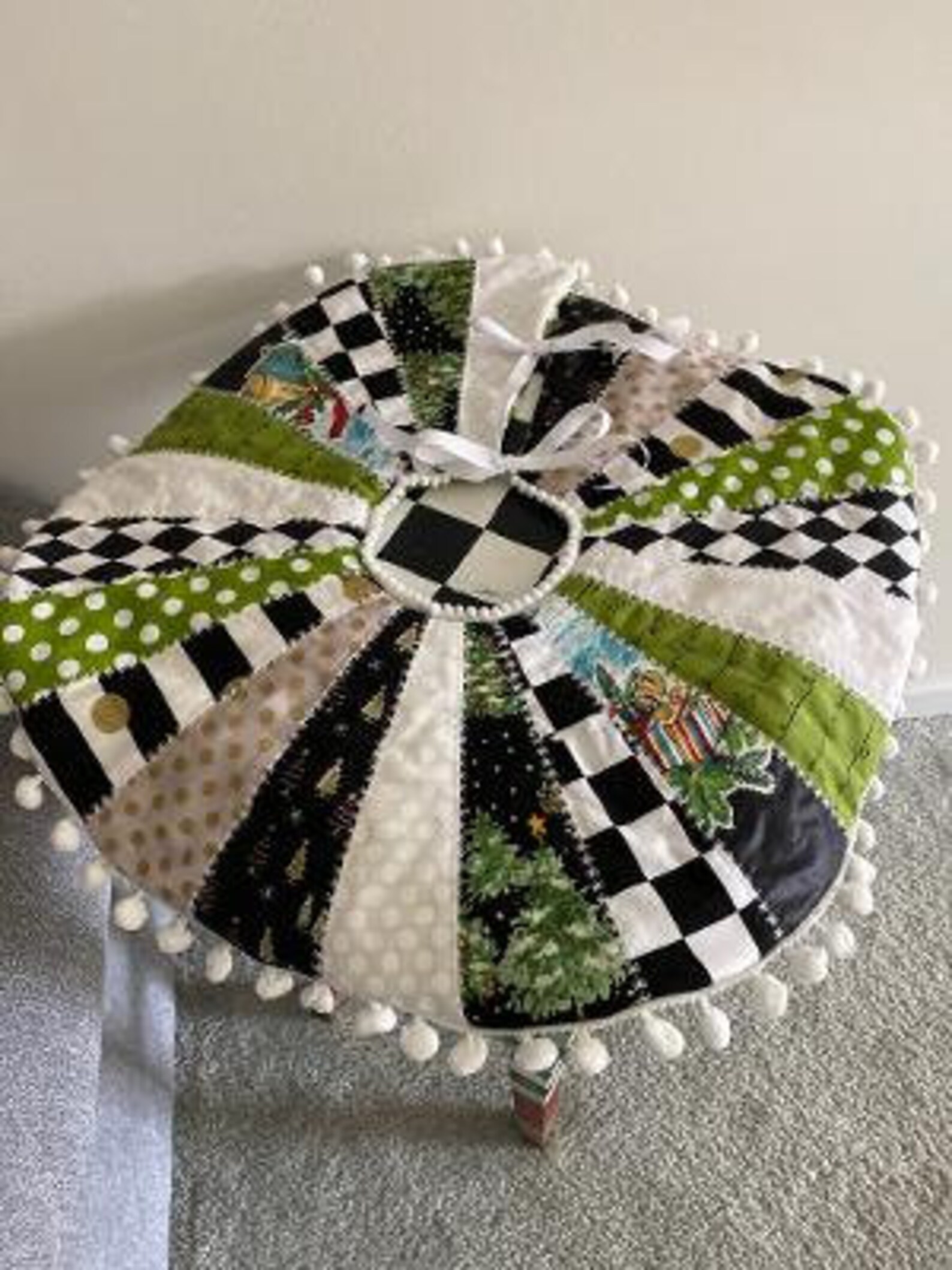 Christmas Tree Skirt Dresden Plate Patchwork 19 Table Etsy