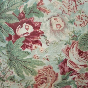 Vintage 1930&#39;s Floral Cotton Fabric 1 Yd. L 36&quot; W Pinks & Greens