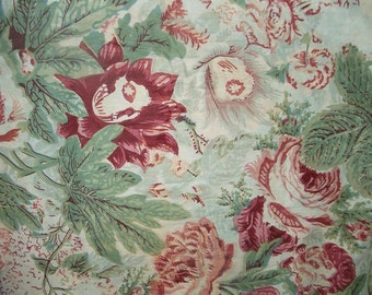 Vintage 1930's Floral Cotton Fabric 1 Yd. L 36" W Pinks & Greens