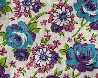 Vintage 1930's Feedsack Fabric Floral Pattern Cotton 1 Yd. L x 36” W Mint