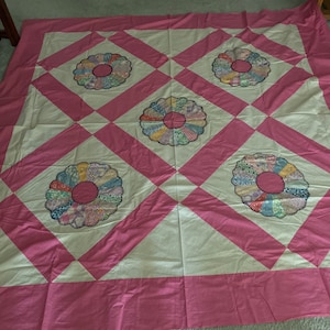 Vintage Dresden Plate Quilt Top 1930’s 80” x 80”