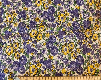 Antique Cotton Floral Fabric 1 Yd + 19” L X 30” W Lightweight Excellent Condition