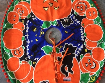 Vintage Halloween Tree Skirt Glow In The Dark  32" x 36" Vintage Materials Fabrics