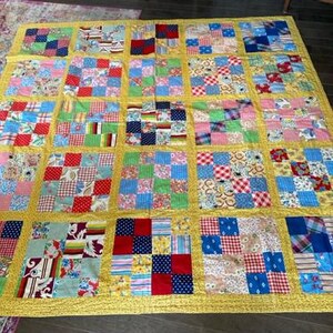 Antique Quilt Patchwork 1930&#39;s 76&quot; x 76&quot; Backed W/ Another Quilt Feedsacks +