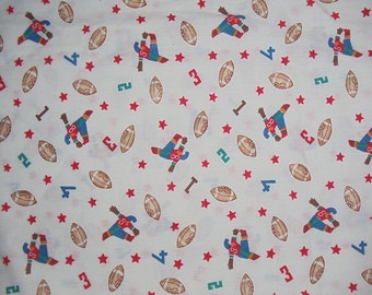 Vintage 1960 Football Cotton Fabric Juvenile 2 Yds  Length 44 Inch Width