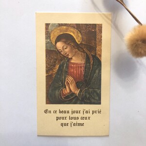 Image pieuse catholique de 1961 - souvenir de Communion - Vierge en Adoration de Pinturicchio - carte rétro française