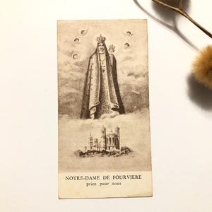 Segnalibro cattolico antico - cartolina di comunione vintage degli anni '60 - Lione - preghiera alla Vergine Maria - Fourvière Lione - cartolina cattolica retrò francese