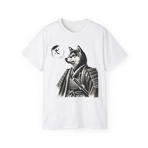 Samurai Dog Tee, Unisex Cartoon T-Shirt, Cute Pet Lover Apparel, Gift for Dog Owners, Unique Graphic Tee, Anime Inspired Fashion