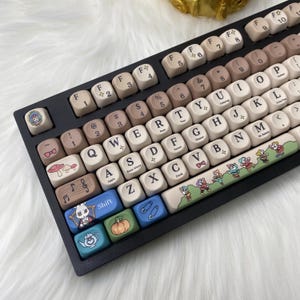 Unique 128 key forest fairy tale themed keycap set, MOA height, PBT material and sublimation printing, | Gifts for him | Personalized keycap