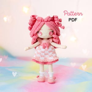 Pink Crochet Doll Rosie amigurumi | PDF Pattern