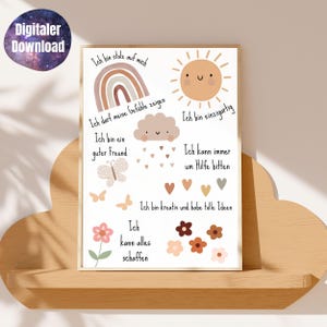 Afirmaciones para carteles infantiles Afirmaciones positivas para niños Amor propio Mindfulness Decoración habitación infantil boho Carteles boho para niños Decoración boho