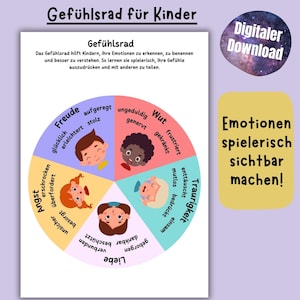 Modèle de bricolage pour enfants sur la roue des émotions, Roue des émotions, Horloge des émotions, Matériel pédagogique Montessori, Émotions, Pleine conscience, PDF