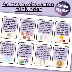 Mindfulness cards for children, nervous system regulation exercises PDF to print, emotion regulation therapy learning game digital download