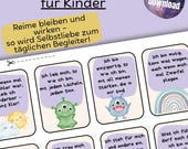 Affirmationen für Kinder Reime PDF zum Ausdrucken, Selbstliebe Karten A4 deutsch, Mutmacher Kinder digitaler Download,positive Affirmationen
