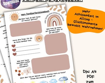 Gratitude journal for children, PDF download, mindfulness, self-love, children's template, self-reflection, children's journal to print