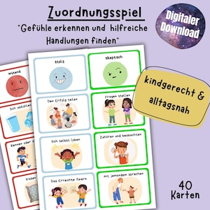 Zuordnungsspiel Gefühle, Gefühlskarten Kinder, Emotionen Kinder, Gefühle Kinder Montessori, Emotionen lernen, Digitaler Download, PDF Spiel