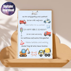 Afirmaciones para carteles infantiles, carteles de amor propio para vehículos, carteles de coches para niños, carteles de obras de construcción, decoración de habitaciones infantiles, afirmaciones positivas para decoración infantil.