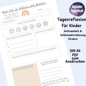 Self-reflection worksheet for children, diary for children (PDF), gratitude diary for children, mindfulness diary, feelings diary (printable).