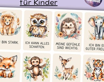 Affirmation cards for children PDF to print, encouragement cards A4 German, positive affirmations, mindfulness self-love digital download