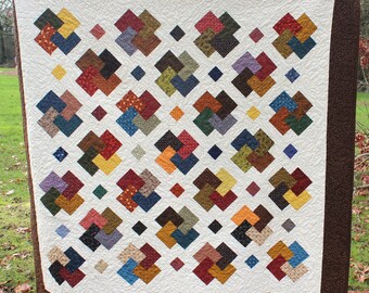 Handmade Quilt, 63x63 Card Trick Patchwork Quilt, Cozy Throw Blanket, Quilt for Sale, Housewarming Gift, Wedding Gift, Retirement Gift