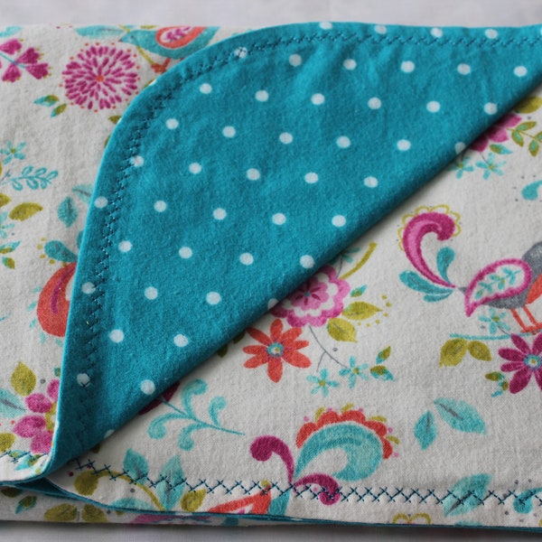 FLANNEL BABY BLANKET-Receiving Blanket, Baby Shower Gift, Under 20, Lightweight Baby Blanket, Free Shipping, Baby Girl, Birds, Polka Dots