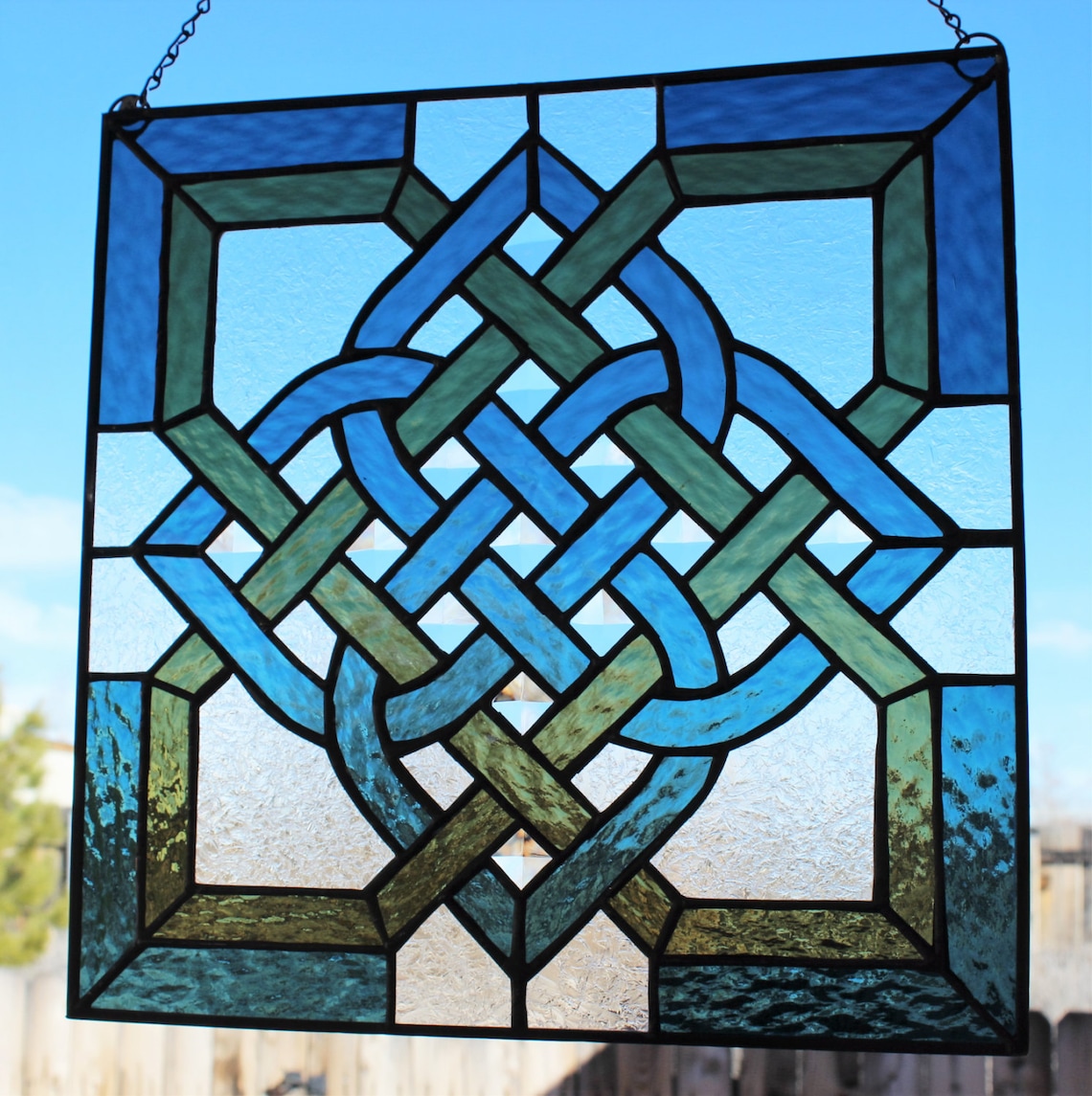 CELTIC STAINED GLASS Window Panel Suncatcher Celtic Knot Etsy