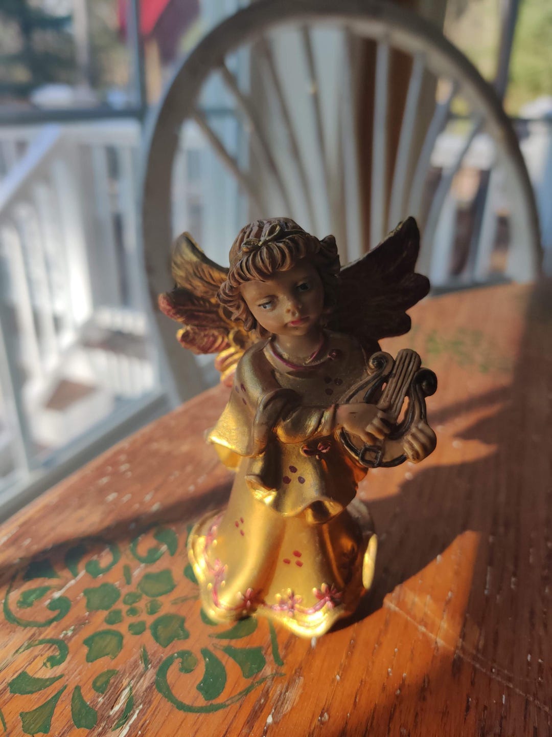 Vintage Italy Gilded Gold Hand Painted Angel Christmas Ornament Arch ...