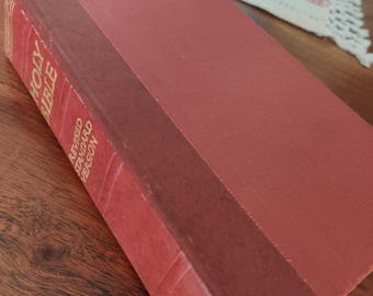 Vintage 1952 Holy Bible Revised Standard Version Book RSV Red Gold Hardcover Personal message inside