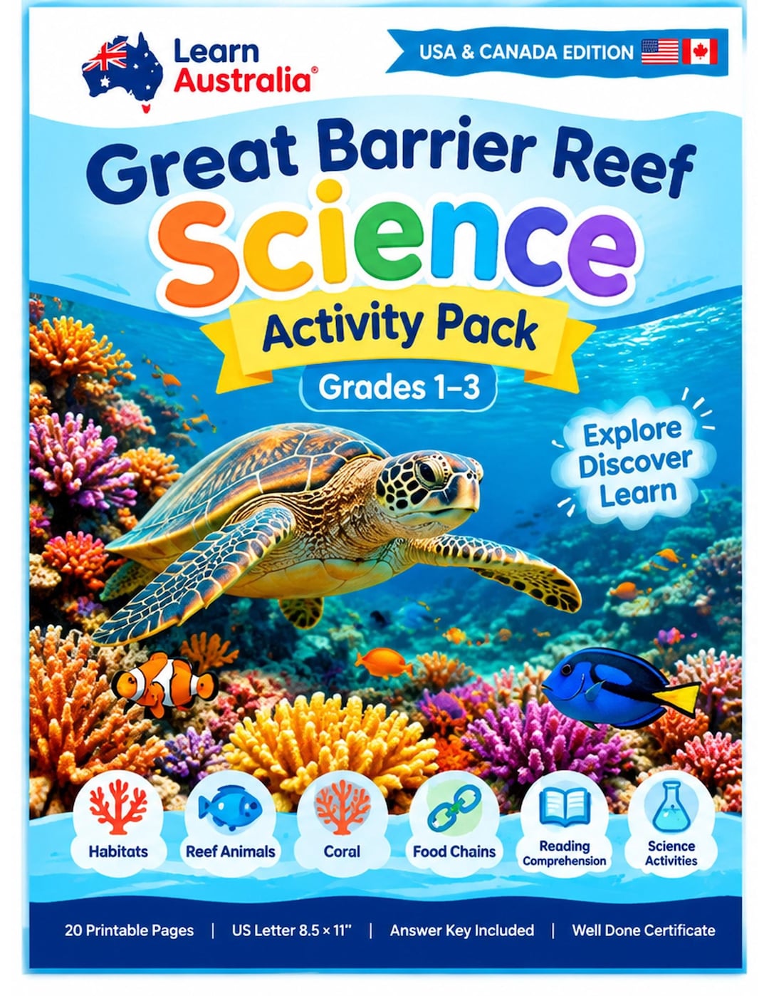 Great Barrier Reef Worksheets for Kids, Ocean Science Activities, Coral