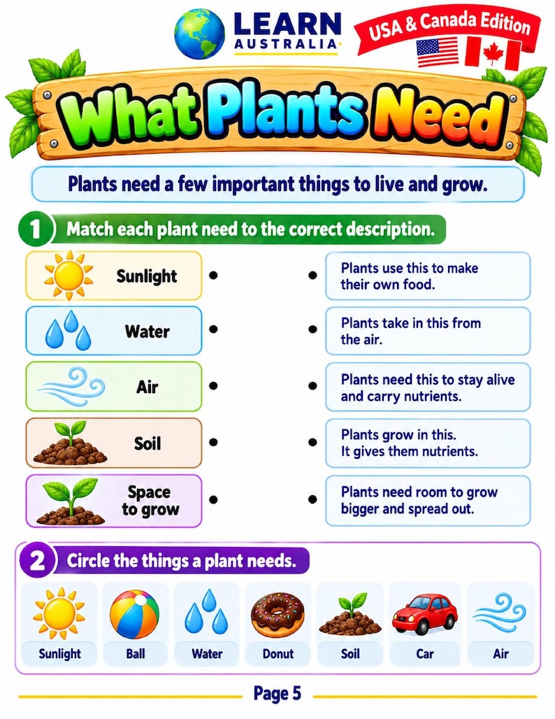 Plants & Animals Worksheets for Kids, Life Science Activities, Habitats