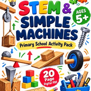 STEM Simple Machines Activity Pack, Ages 5-9, Engineering Worksheet PDF