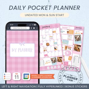 Undated Digital Phone Planner | Hyperlinked Mobile Planner | iPhone Android | Daily Weekly Monthly Calendar | Goodnotes Noteful Notability