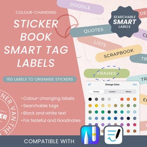 Sticker Book Tag Planner Labels | Colour-Changing and Searchable Goodnotes & Noteful Stickers