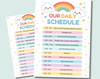 Daycare Daily Schedule Template Editable Canva Printable Preschool Routine Chart Homeschool Planner Childcare Organizer Digital Download