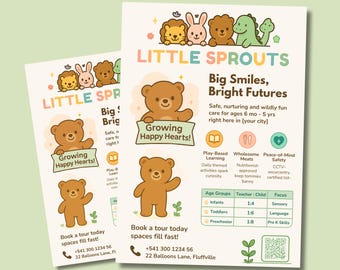 Daycare Flyer Template Editable Canva Childcare Enrollment Poster Preschool Marketing Printable Infant Toddler Ad Digital Download