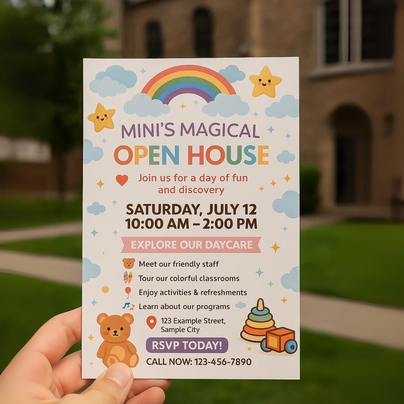 Daycare Flyer Template Editable Canva Preschool Childcare Marketing ...